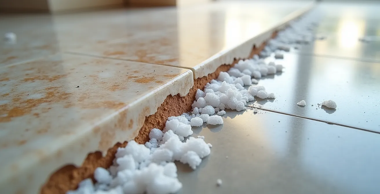 Gros plan sur les effets corrosifs du sel de déneigement sur différents types de sols d'entrée