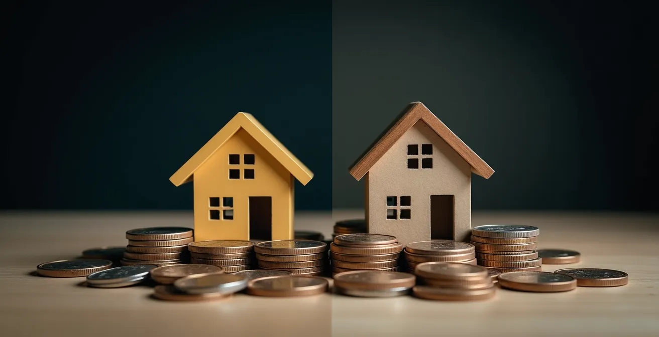 Comparaison visuelle des économies d'énergie entre maison standard et passive